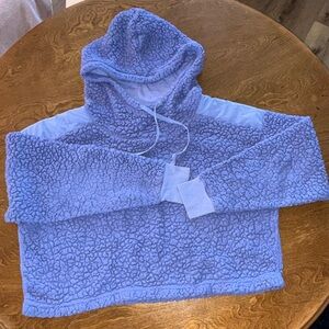 Zella Sherpa Purple Crop Hoodie, size Small